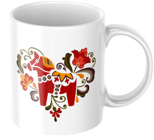 Personlig mugg – Dalahäst, vacker höst – kaffemugg med namn