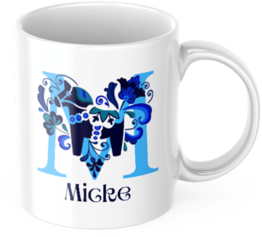 Personalisierte Tasse – Hellblaues Dalapferd – Tasse mit Namen