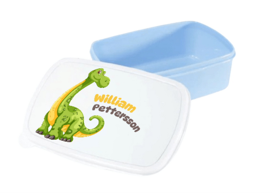Personalisierte Brotdose für Kinder – Grüner Dinosaurier – Lunchbox mit Namen