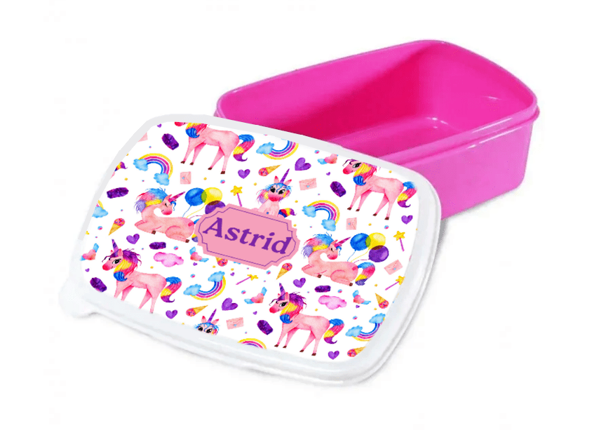 Personalisierte Brotdose für Kinder – Lunchbox – Einhörner
