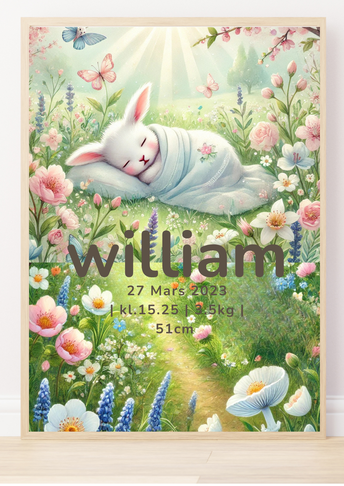 Personalisiertes Geburtsposter – Jahreszeiten Frühling – Namensbild für Kinder