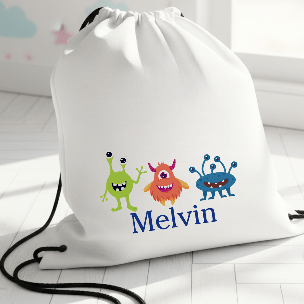 Personalisierter Turnbeutel – Lustige Monster – mit Namen