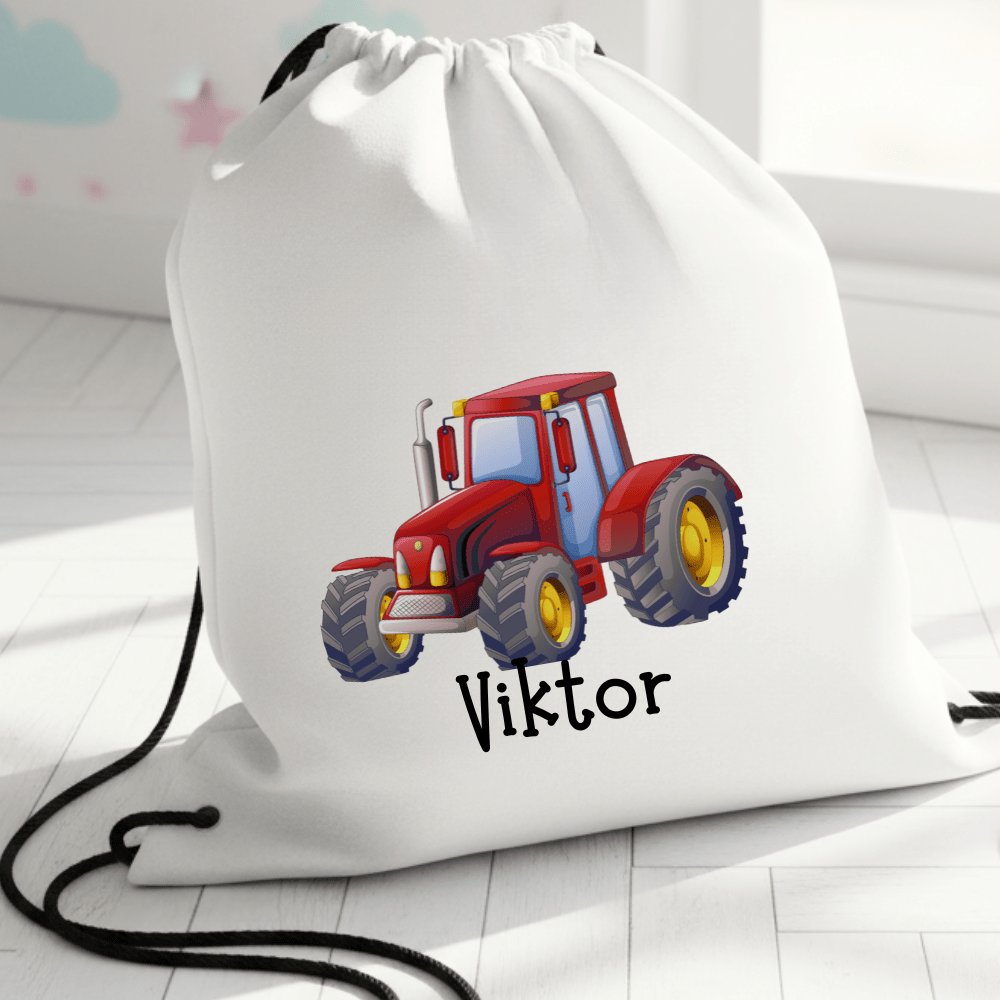Personalisierter Turnbeutel – Roter Traktor – mit Namen