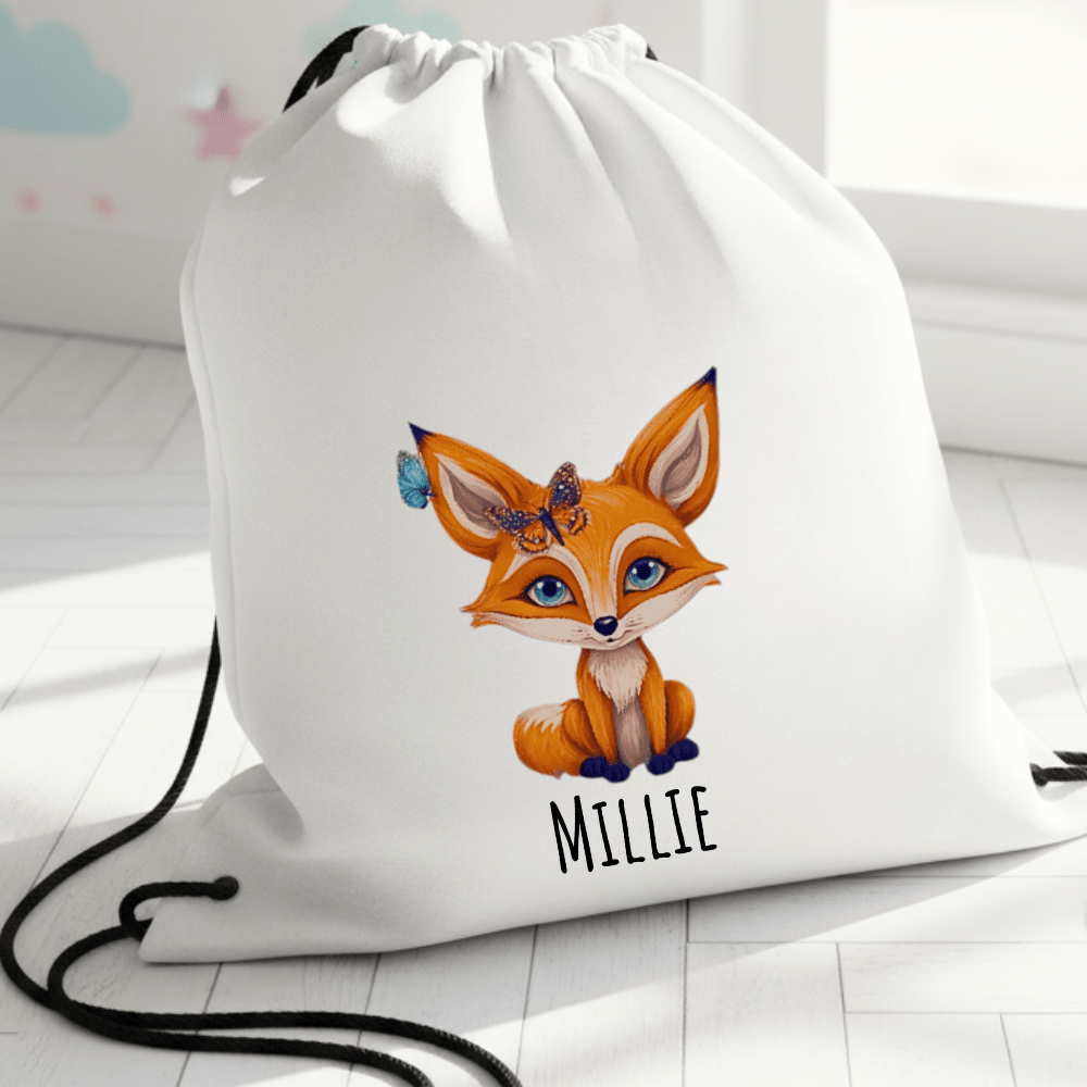 Personalisierter Turnbeutel – Süßer Fuchs – mit Namen