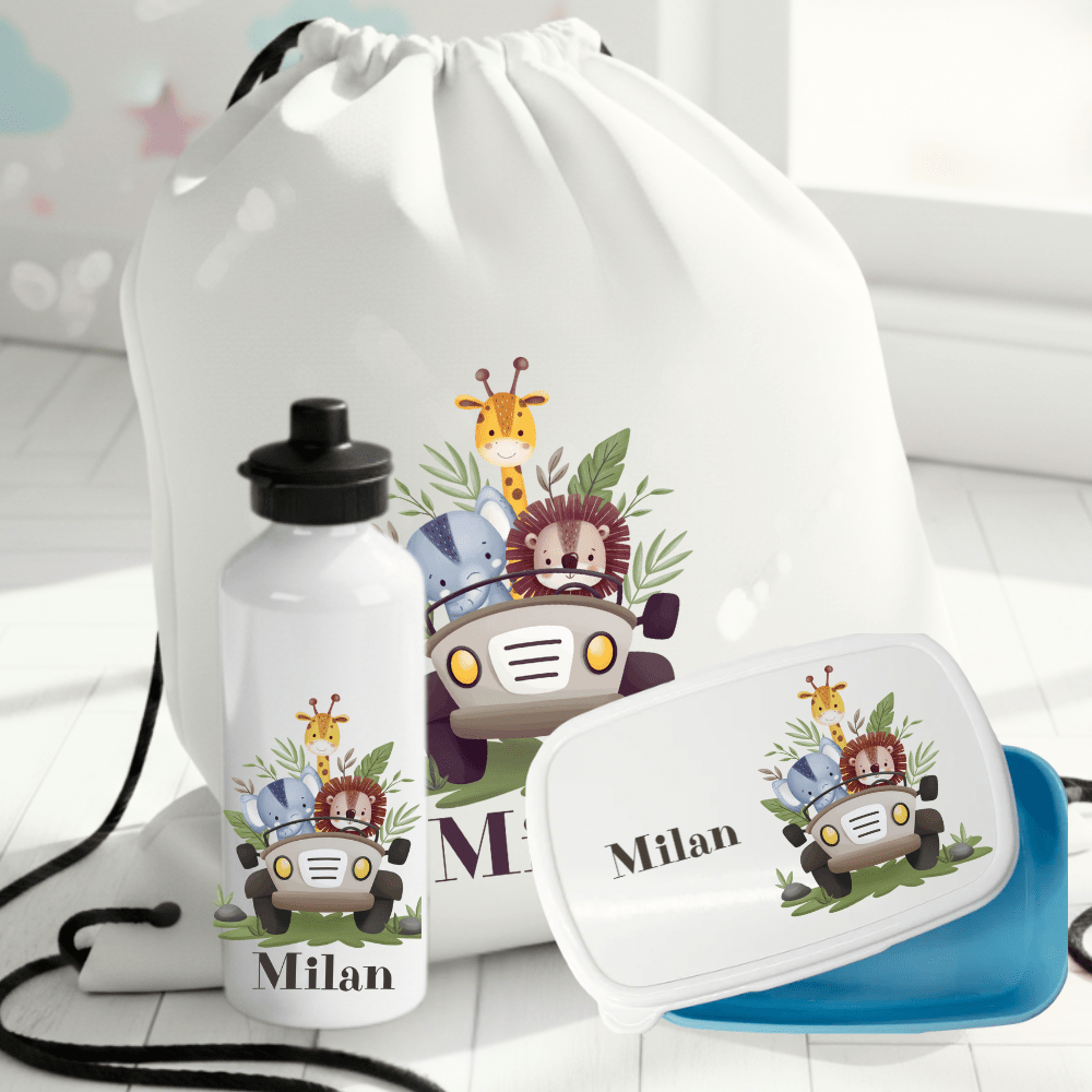 Personalisiertes Geschenkset mit Safarimuster für Kinder