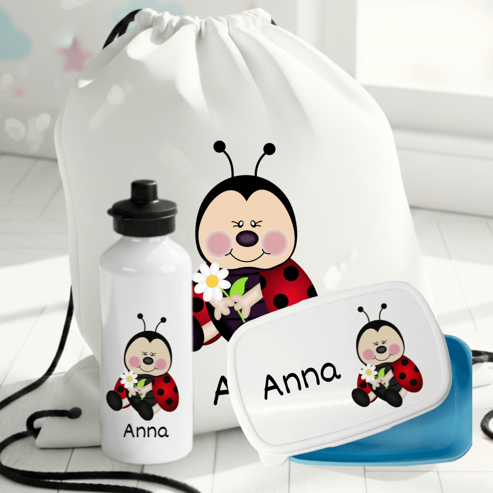 Personalisiertes Geschenkset mit Marienkäfermuster für Kinder