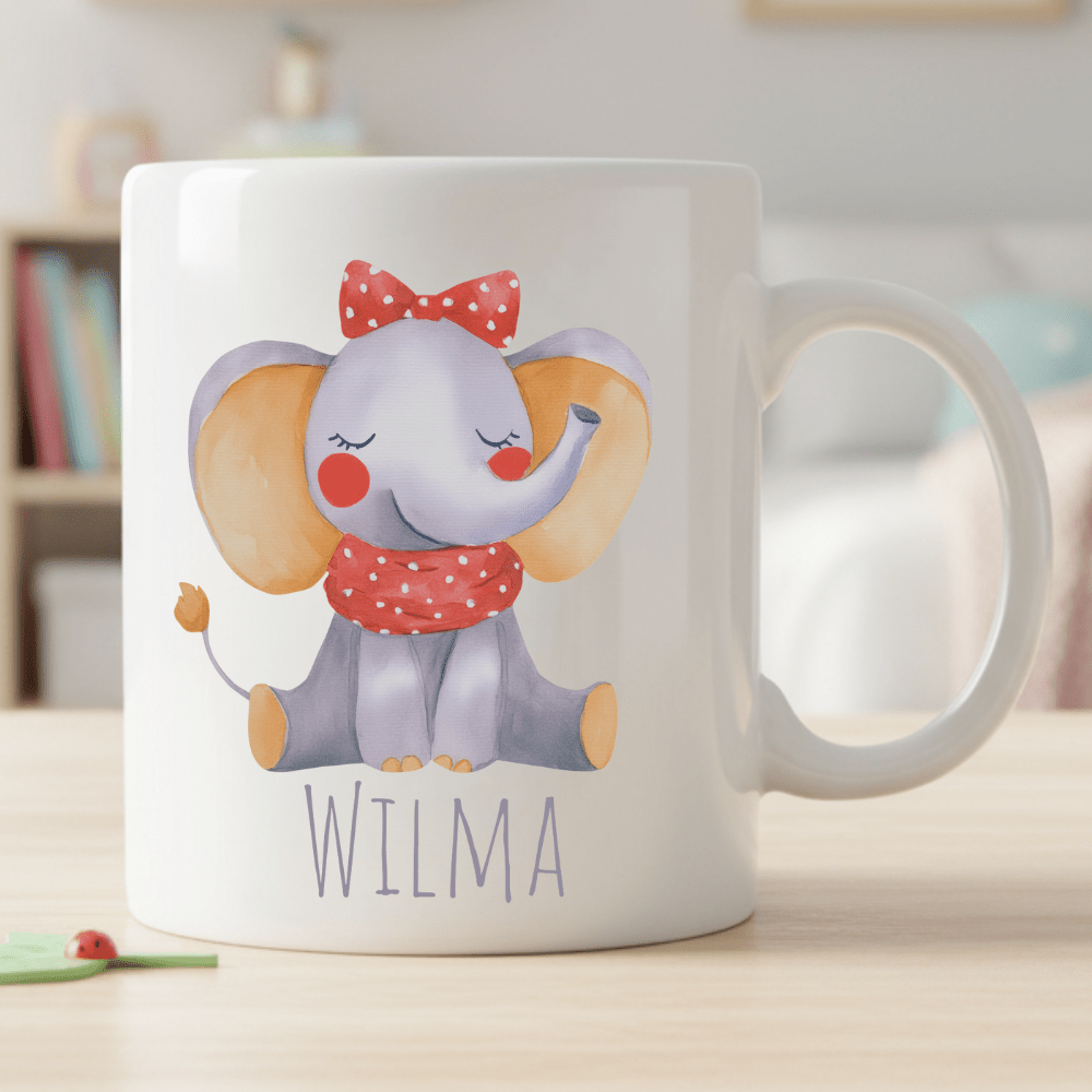 Personalisierte Kindertasse – Elefant – Tasse mit Namen für Kinder