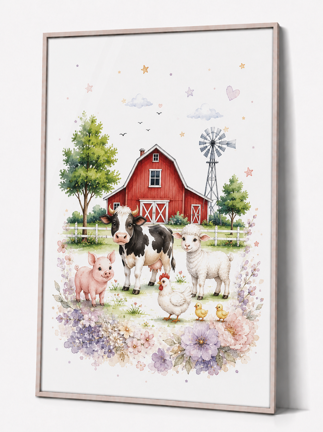 Bauernhof Kinderposter – Aquarellbild für das Kinderzimmer