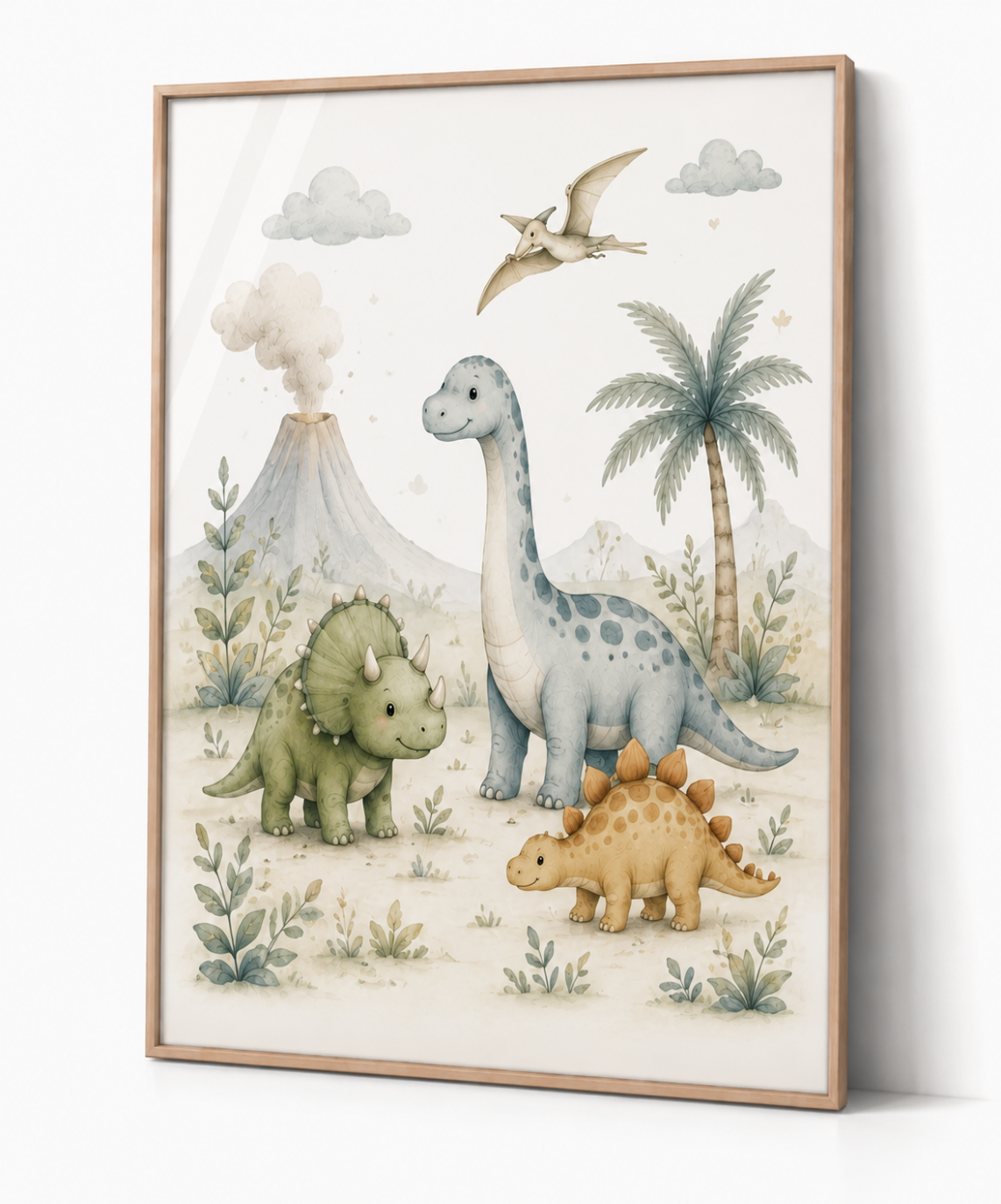 Dinosaurier Kinderposter – Aquarell-Kinderbild fürs Kinderzimmer
