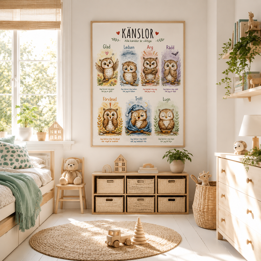 Gefühle-Poster fürs Kinderzimmer – Eulen