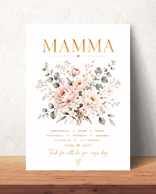 Personalisiertes Muttertagsposter – Boho-Blumen – A4 und A3