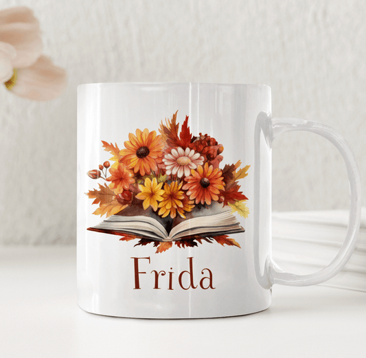 Personlig lärarmugg – Blommor ur bok – present till lärare
