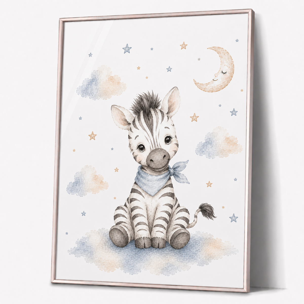 Wilde Tiere Kinderposter – Aquarell-Kinderbild mit Giraffe, Löwe oder Zebra