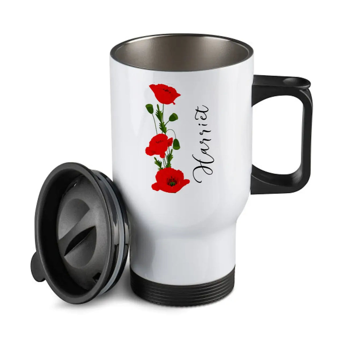 Mohnblume – personalisierter Reisebecher – Thermobecher
