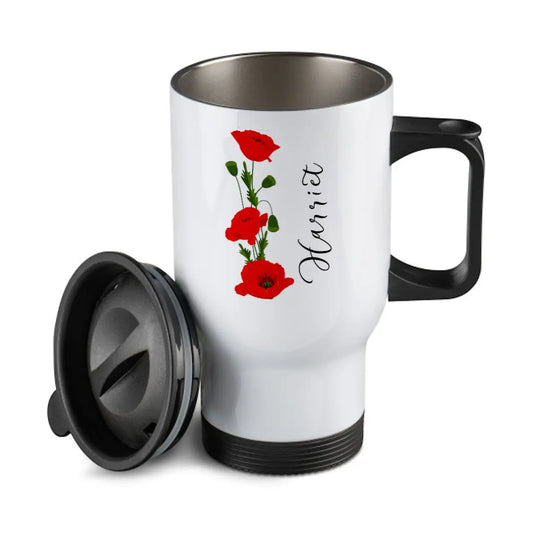 Mohnblume – personalisierter Reisebecher – Thermobecher