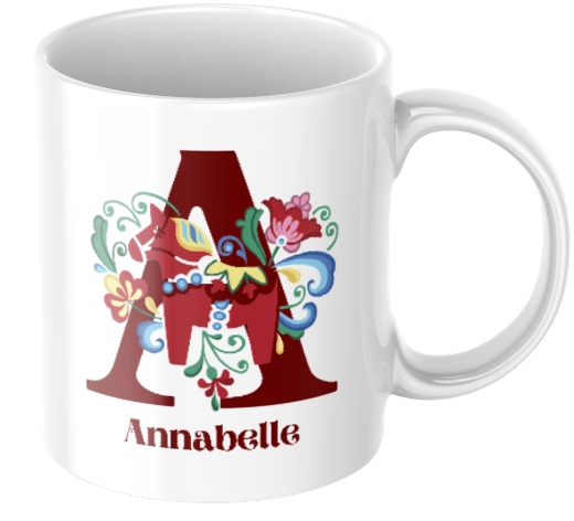 Personalisierte Tasse – Dalapferd mit Initiale – Tasse mit Namen