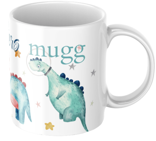 Personalisierte Kindertasse – Dinowelt – Tasse mit Namen für Kinder