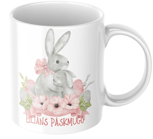 Personlig påskmugg – Påskharetema – påskmugg med namn