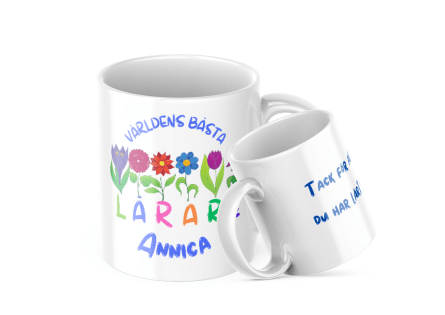 Personalisierte Lehrertasse – Geblümt – Geschenktasse mit Namen