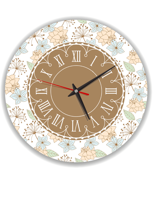 Große Wanduhr – Wohnzimmer – Pastellblumen