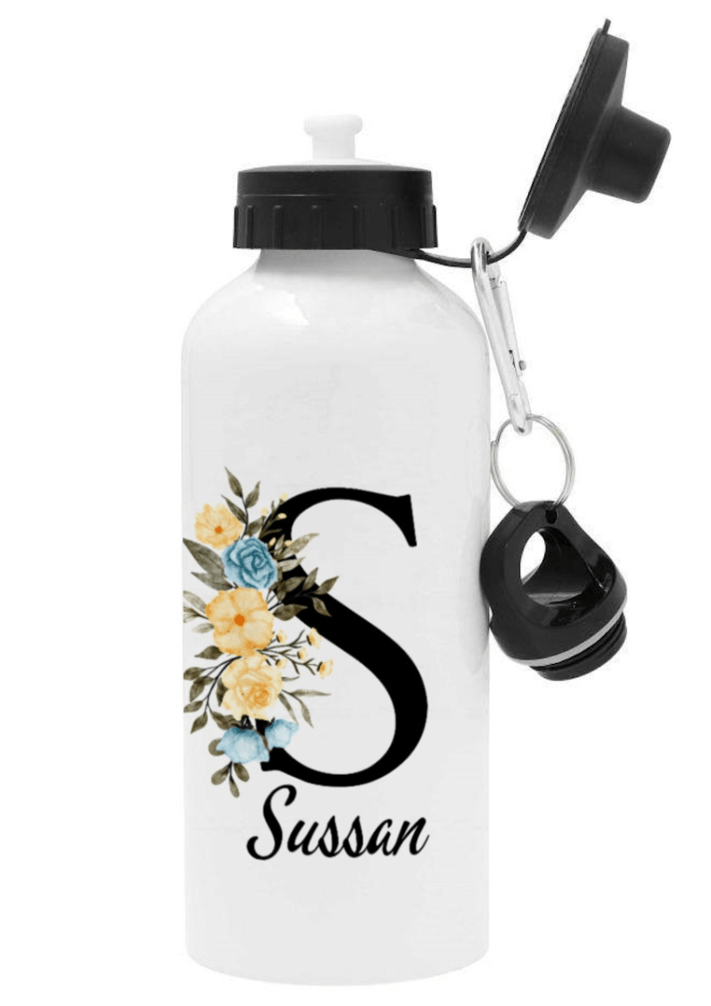 Personalisierte Trinkflasche mit Namen – Gelbe Rose