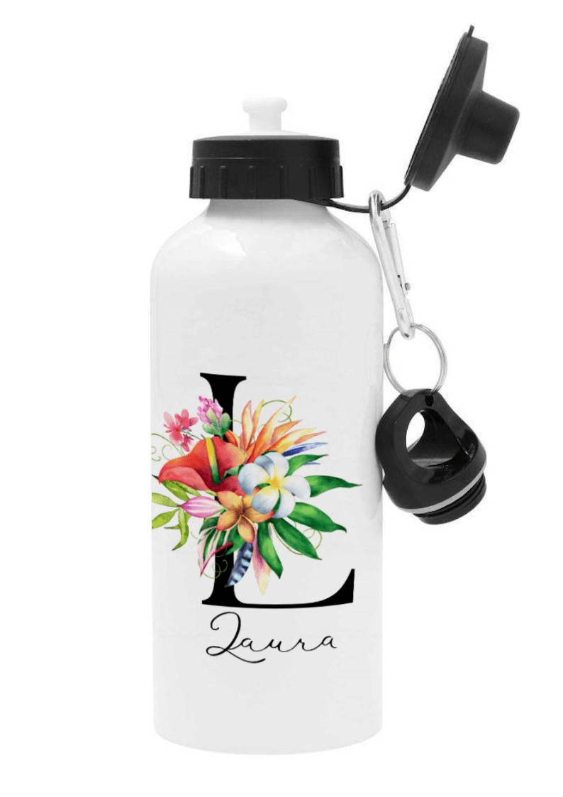 Personalisierte Trinkflasche mit Namen – Bunte Blumen