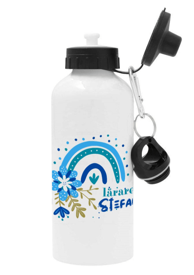 Personalisierte Trinkflasche mit Namen – Blumenregenbogen
