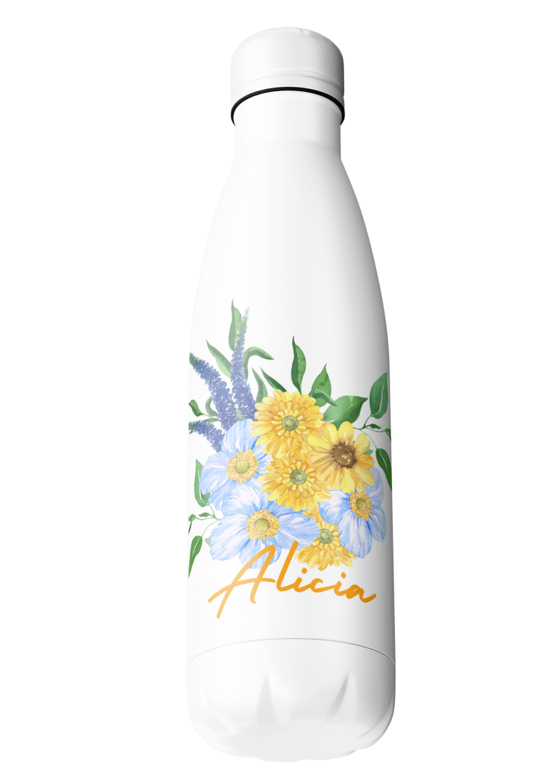 Sommerblumen – Reisebecher mit Namen – Thermobecher mit Namen