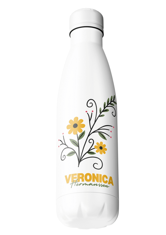 Gelbe Sommerblume – Reisebecher mit Namen – Thermobecher mit Namen