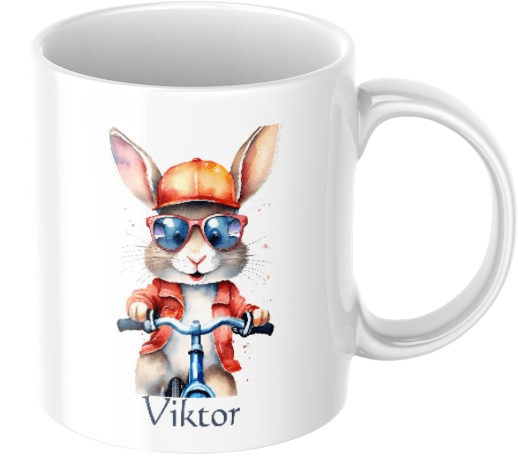 Personalisierte Kindertasse – Süßer Hase – Tasse mit Namen für Kinder