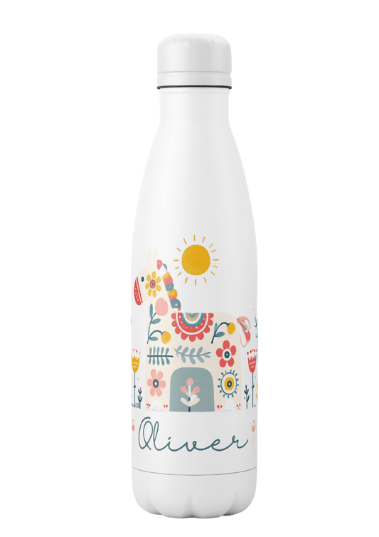 Personalisierte Thermosflasche – Dalapferd und Sommer