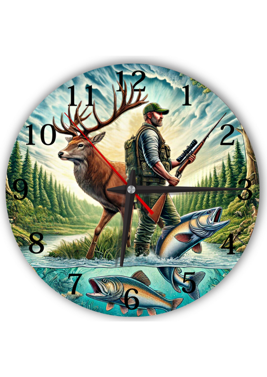 Lautlose große Wanduhr für Jagdfreunde – Jagd-Wanduhr – Geschenkidee für Naturliebhaber