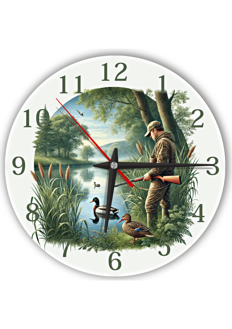 Lautlose große Wanduhr für Jagdfreunde – Jagd-Wanduhr – Geschenkidee für Naturliebhaber