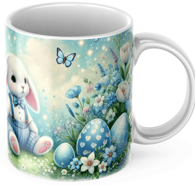 Personlig påskmugg – Glad påsk – blå kaffekopp med namn