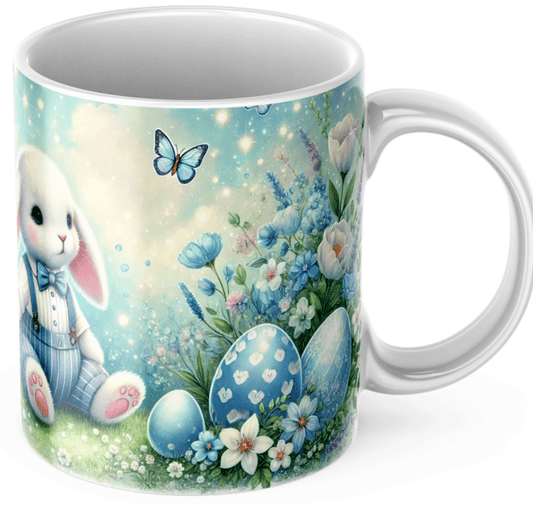 Personlig påskmugg – Glad påsk – blå kaffekopp med namn