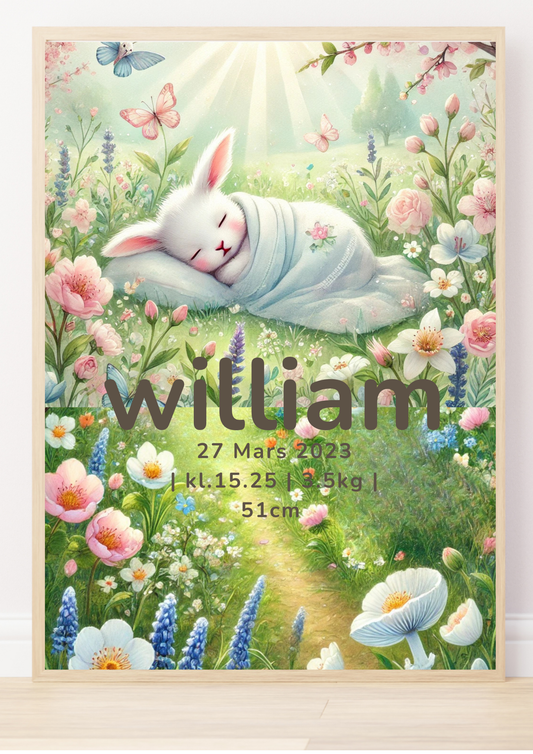 Personalisiertes Geburtsposter – Jahreszeiten Frühling – Namensbild für Kinder