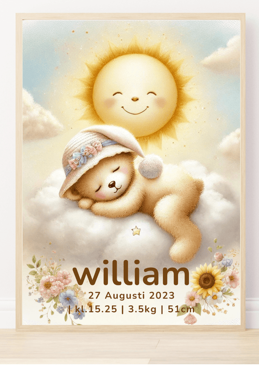 Personalisiertes Geburtsposter – Jahreszeiten Sommer – Namensbild für Kinder