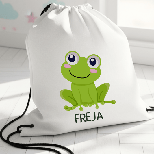 Personalisierter Turnbeutel – Grüner Frosch – mit Namen