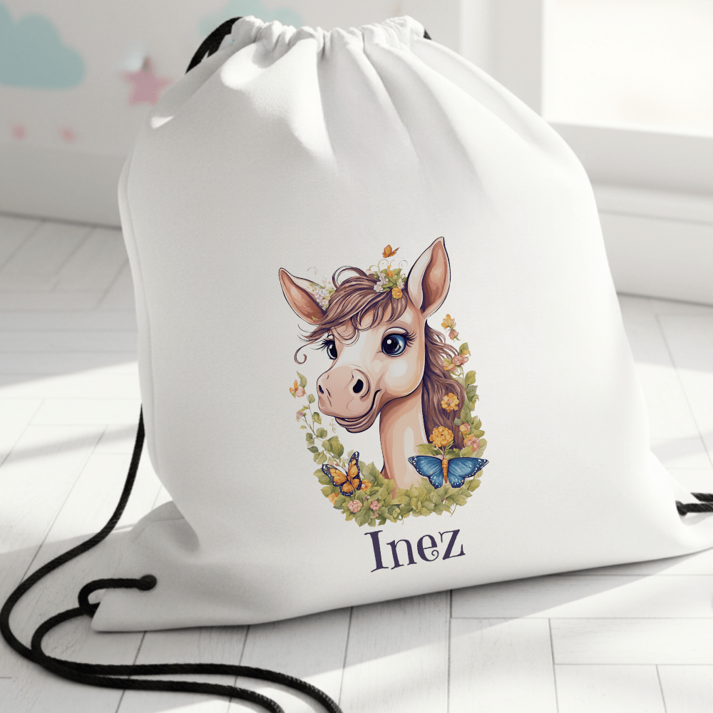 Personalisierter Turnbeutel – Süßes Pony – mit Namen