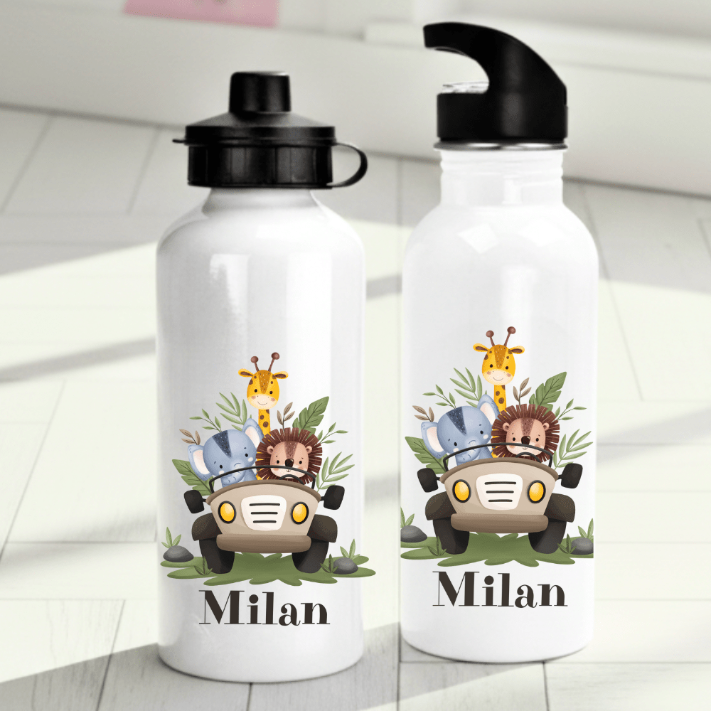Personalisierte Trinkflasche für Kinder – Dschungel – mit Namen