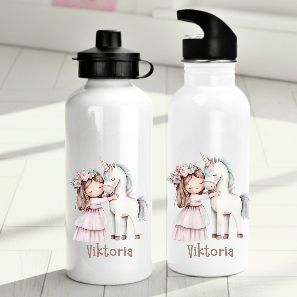 Personalisierte Trinkflasche für Kinder – Einhorn (Design 6) – mit Namen