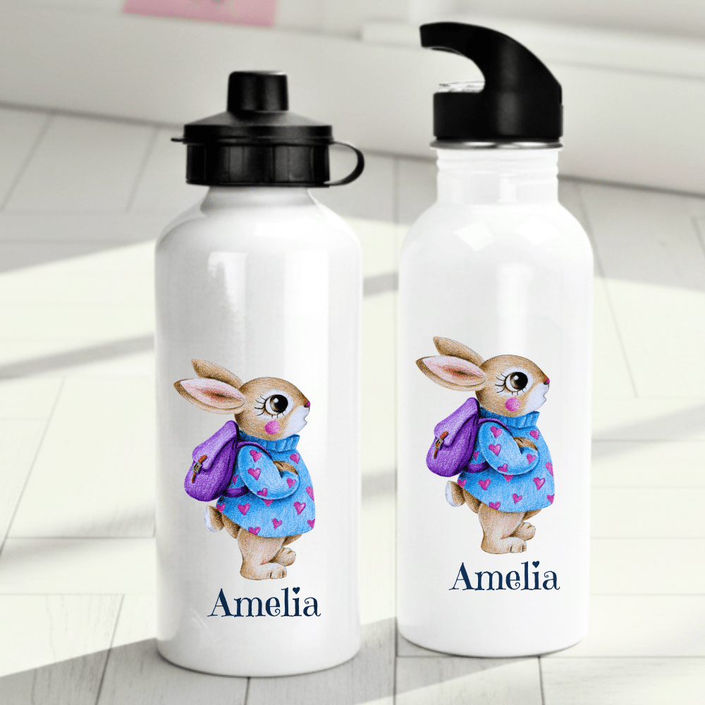 Personalisierte Trinkflasche für Kinder – Kaninchen – mit Namen