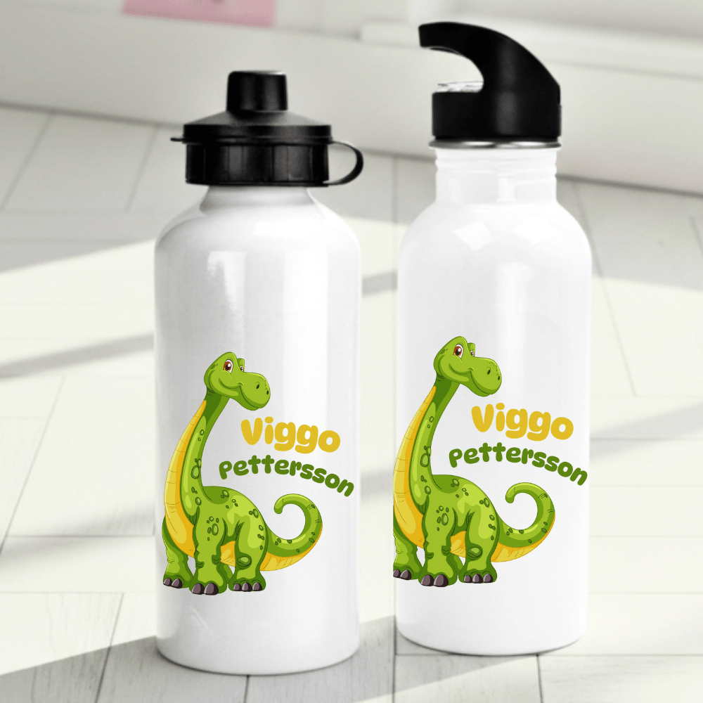 Personalisierte Trinkflasche für Kinder – Dinosaurier (Design 2) – mit Namen
