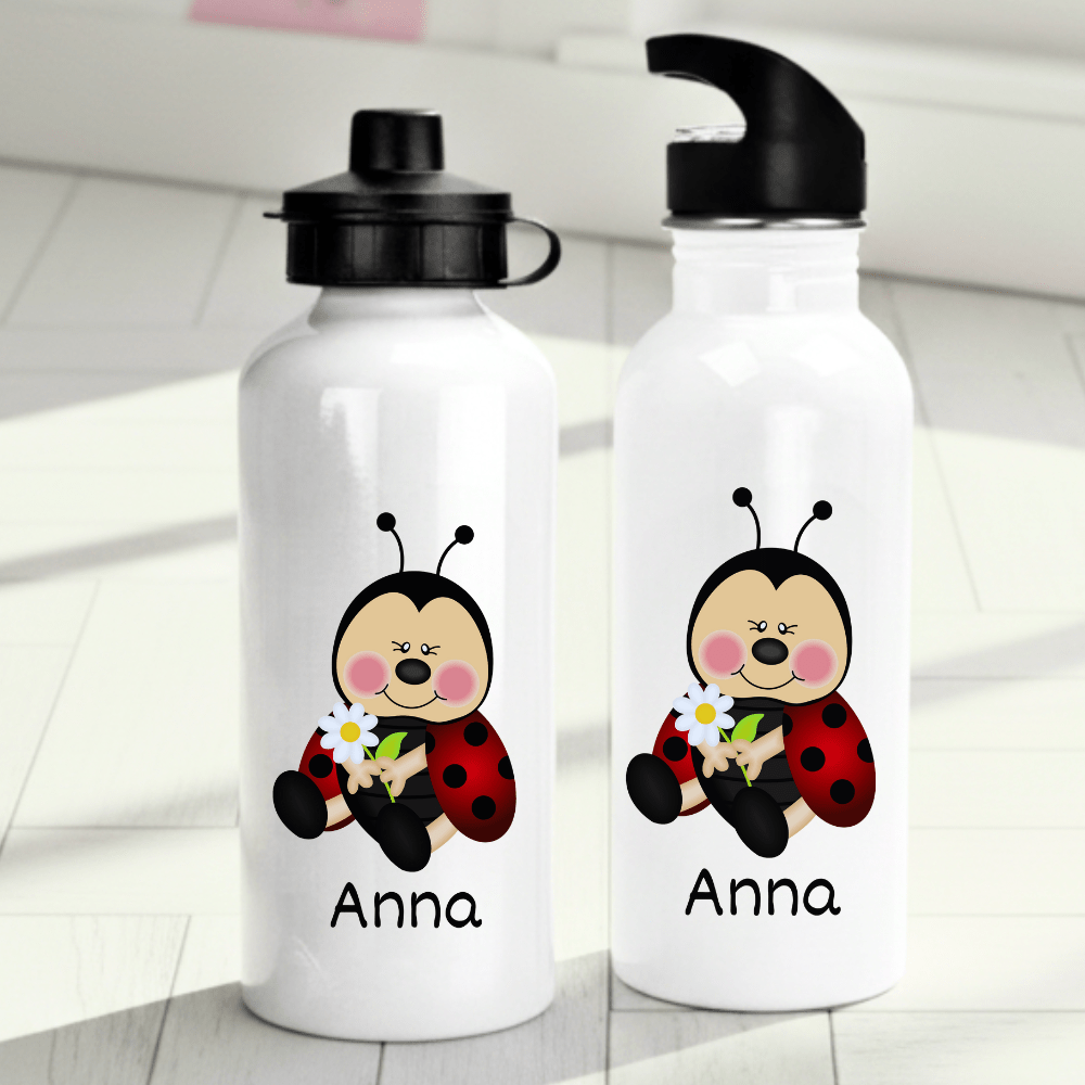 Personalisierte Trinkflasche für Kinder – Marienkäfer – mit Namen