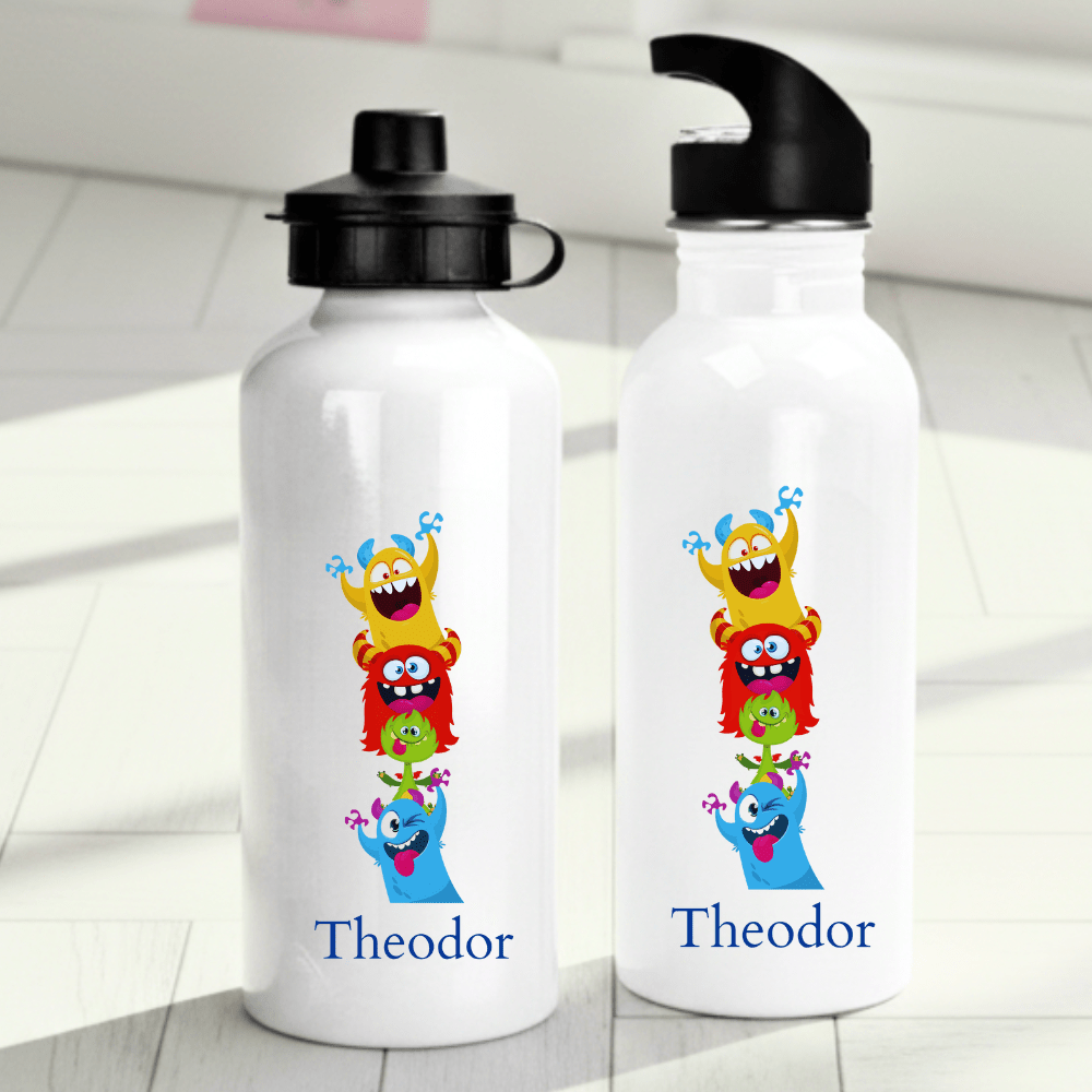 Personalisierte Trinkflasche für Kinder – Monster – mit Namen