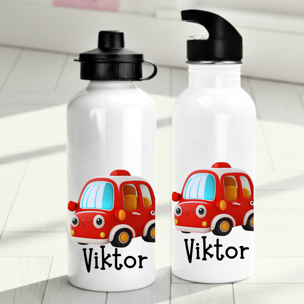 Personalisierte Trinkflasche für Kinder – Autos – mit Namen