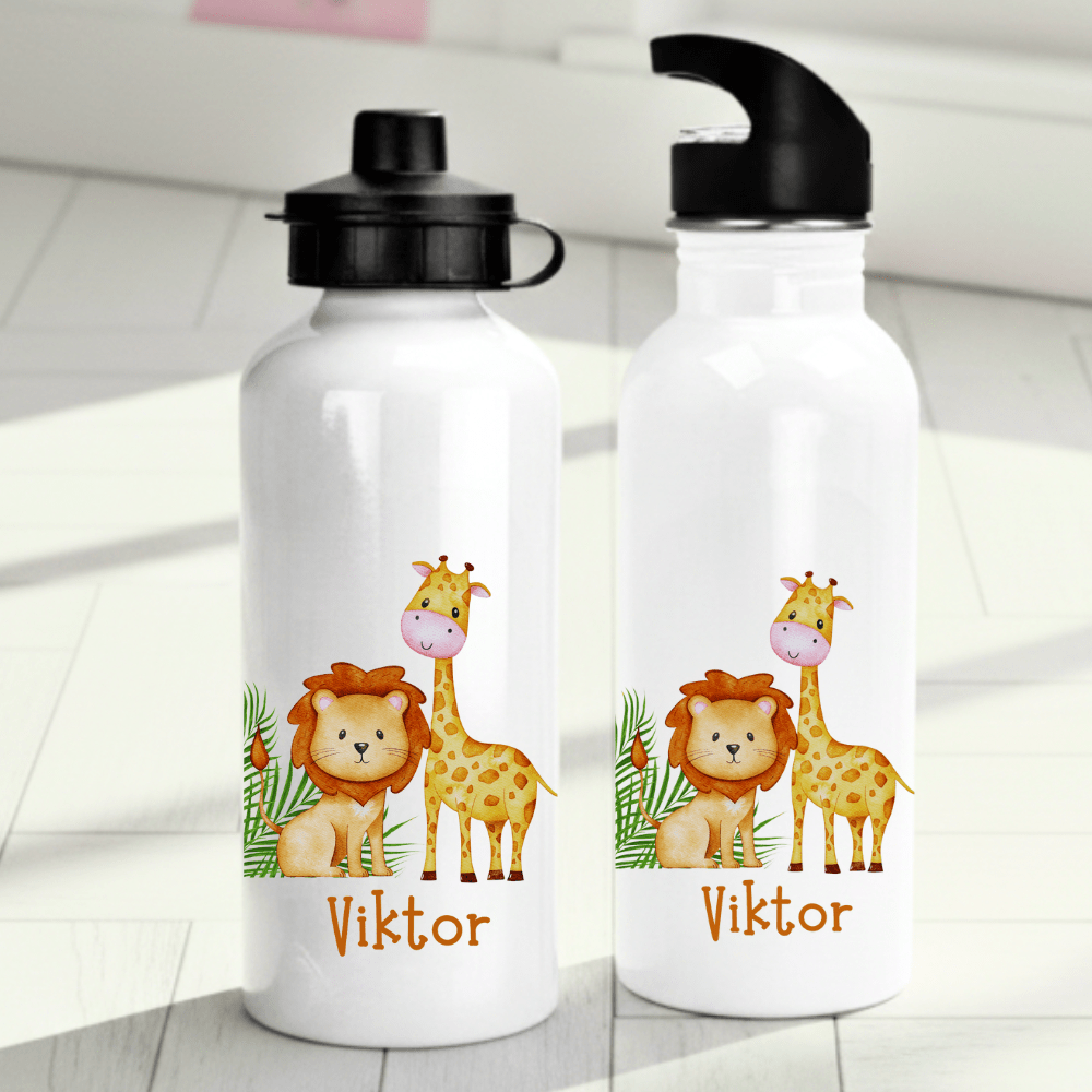 Personalisierte Trinkflasche für Kinder – Safari (Design 2) – mit Namen