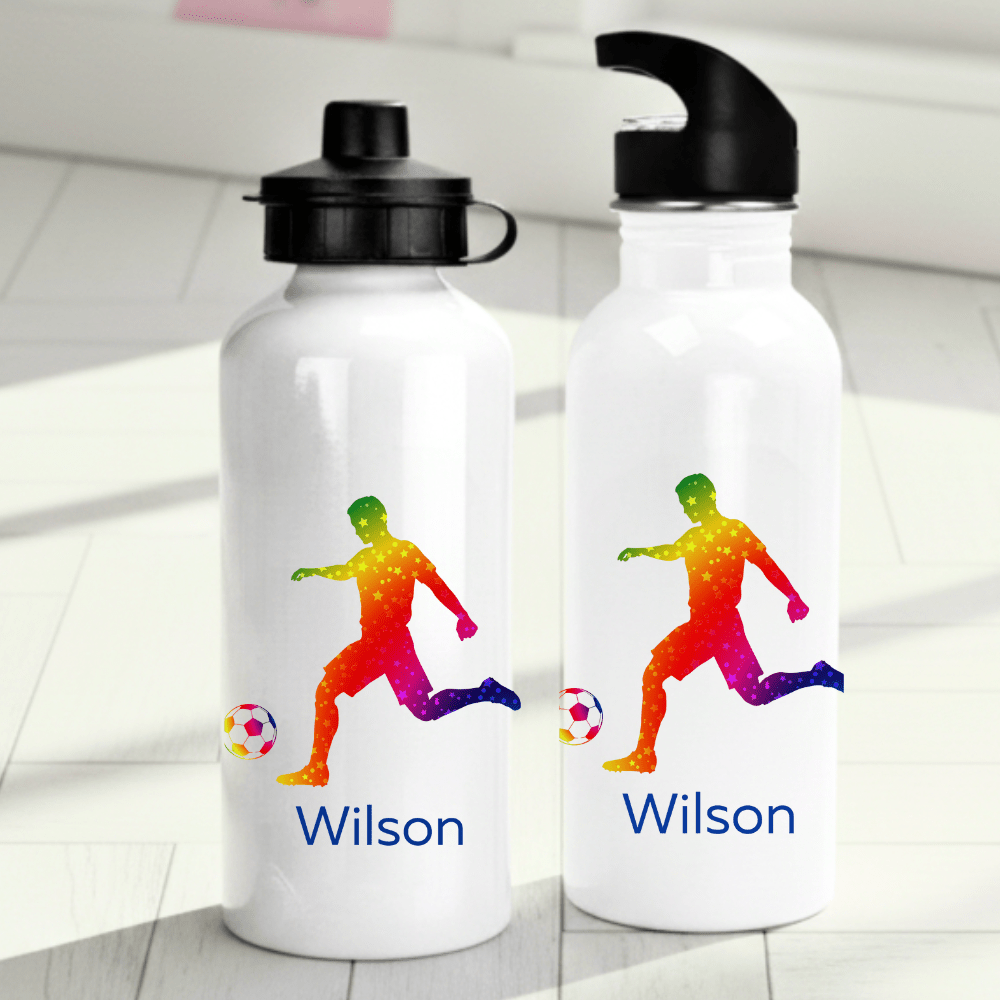 Personalisierte Trinkflasche für Kinder – Fußball (Design 2) – mit Namen