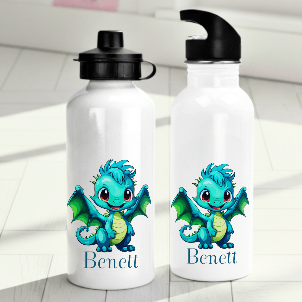 Personalisierte Trinkflasche für Kinder – Drache – mit Namen