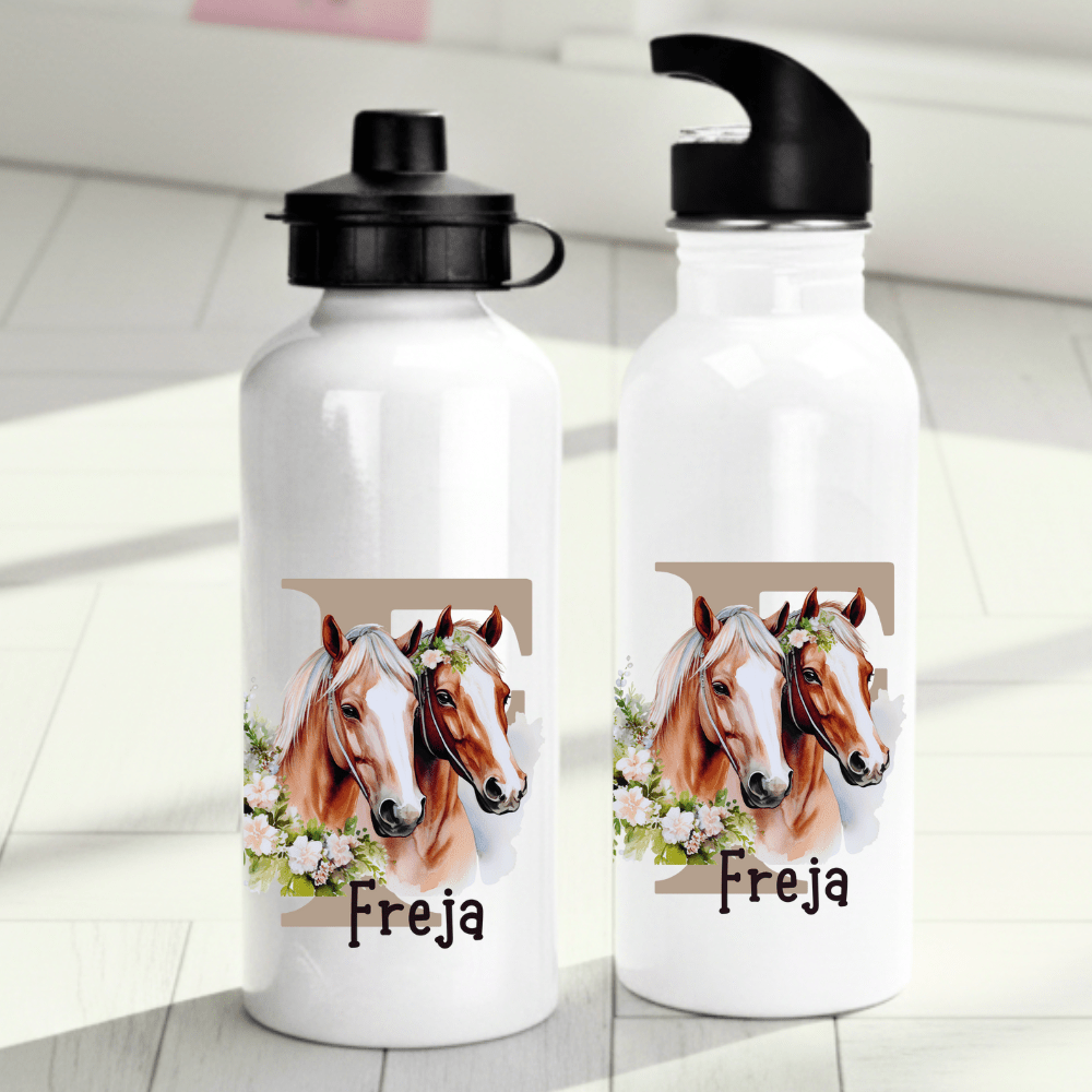 Personalisierte Trinkflasche für Kinder – Pferd (Design 2) – mit Namen